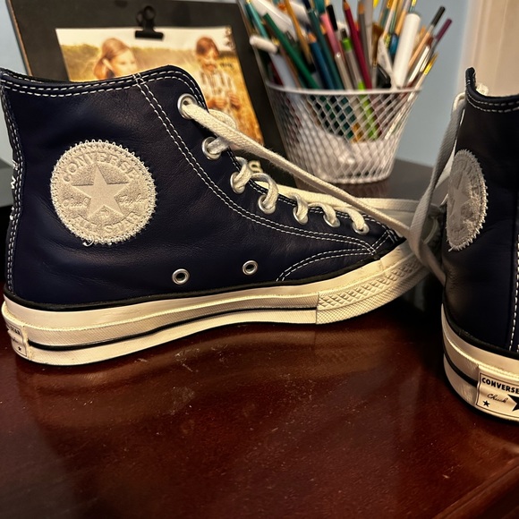 Converse Chuck 70 leather custom shoes in midnight navy blue - Picture 2 of 4